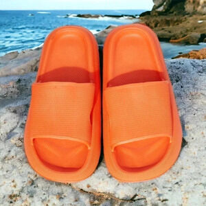 🆕️Bright Orange Open Toe Slides 🧡Comfy Pool Beach Vibes Vacation-Ready Sandals